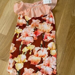 Floral Kids Dress with Ruffle Neckline